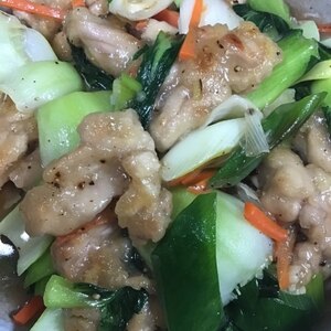 鶏肉とちんげん菜の塩炒め